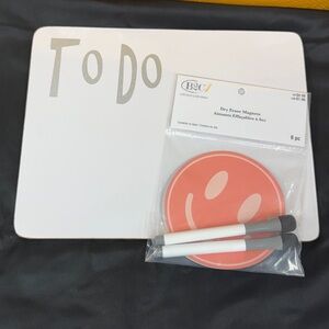 Dry Erase Board TO DO. Includes 4 smiley face Magnets with 2 Markers all new
